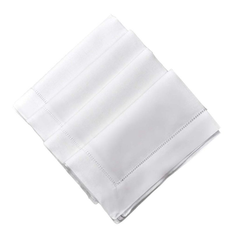 Bumblebee Linens مناديل العشاء من قماش الكتان الأبيض بومبلبي - مجموعة من 4 مقاسات 18" × 18" مع حواف مخيطة - Image 1